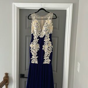 Handmade Prom Dress Never WORN. Royal blue velour mermaid style dress